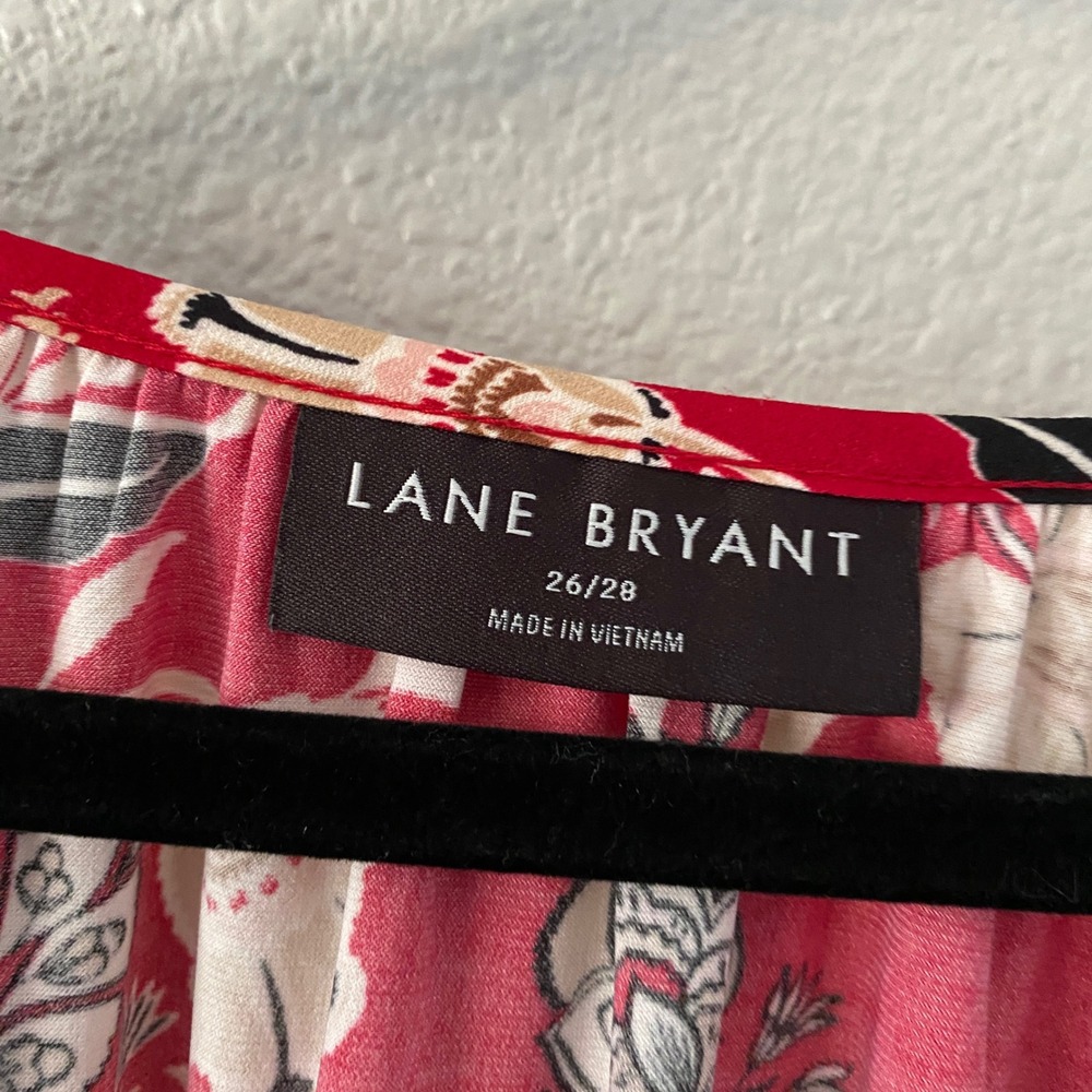 Lane Bryant Red Floral Blouse 26/28 County Cowgirl Cottagecore Boho Chic Flowy - Picture 3 of 8